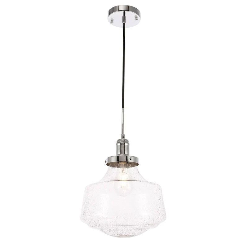 Klyli 11-inch 1-light Clear Seeded Glass Hanging Pendant
