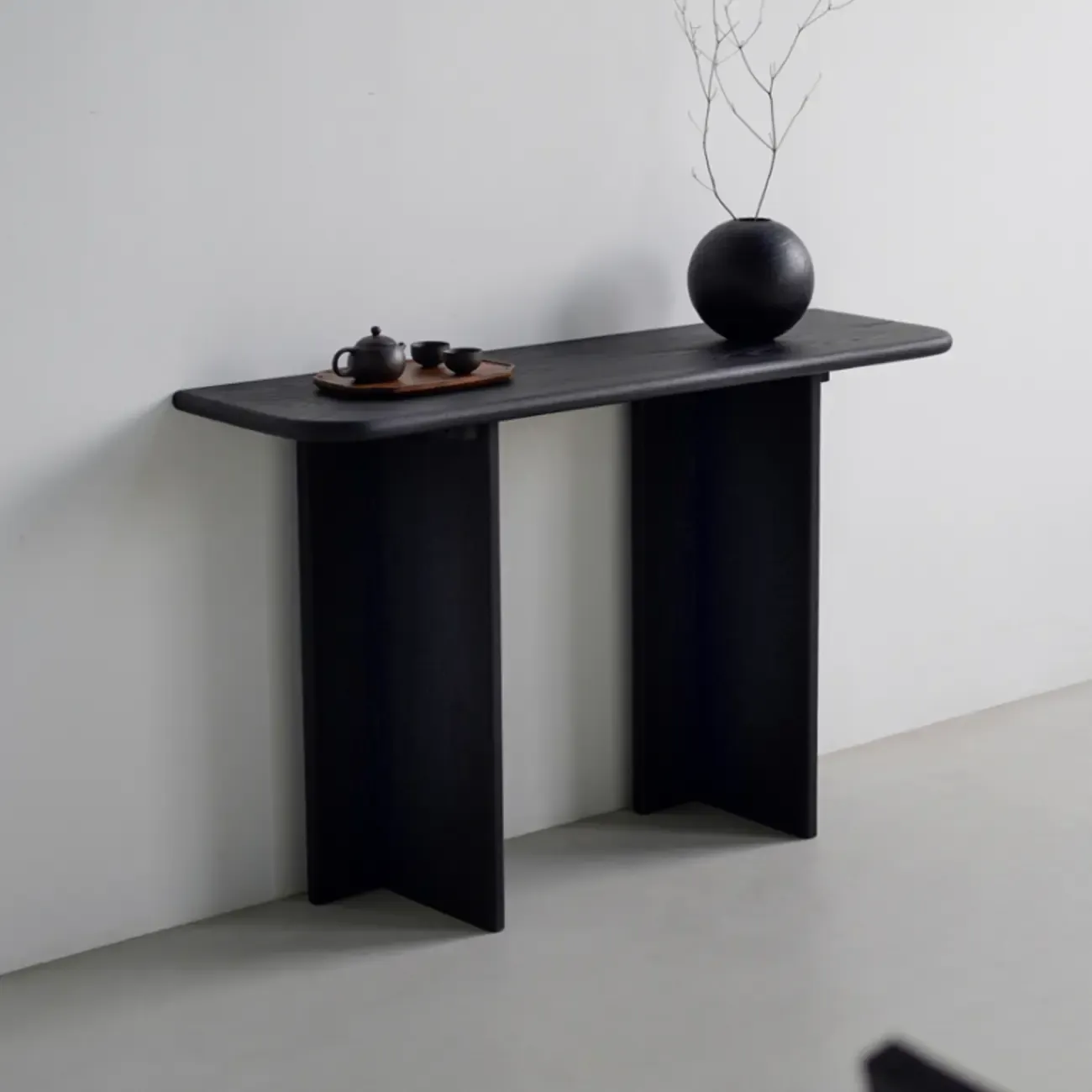 Modern Rectangle Black Ash Console Table