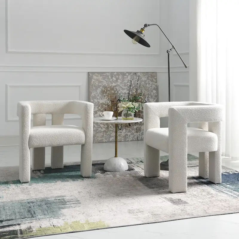 KINWELL 24 Wide Boucle Upholstered Armchair (Set of 2)