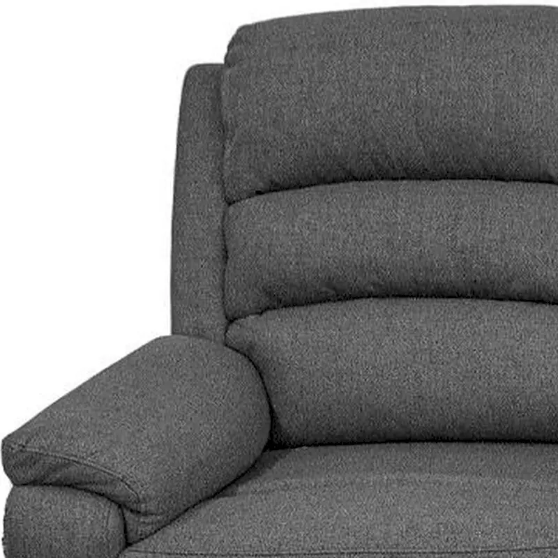 74-Inch Manual Recliner Sofa, 3-Seater with Gray Burlap Upholstery, Tufted Headrest, Solid Wood Frame
