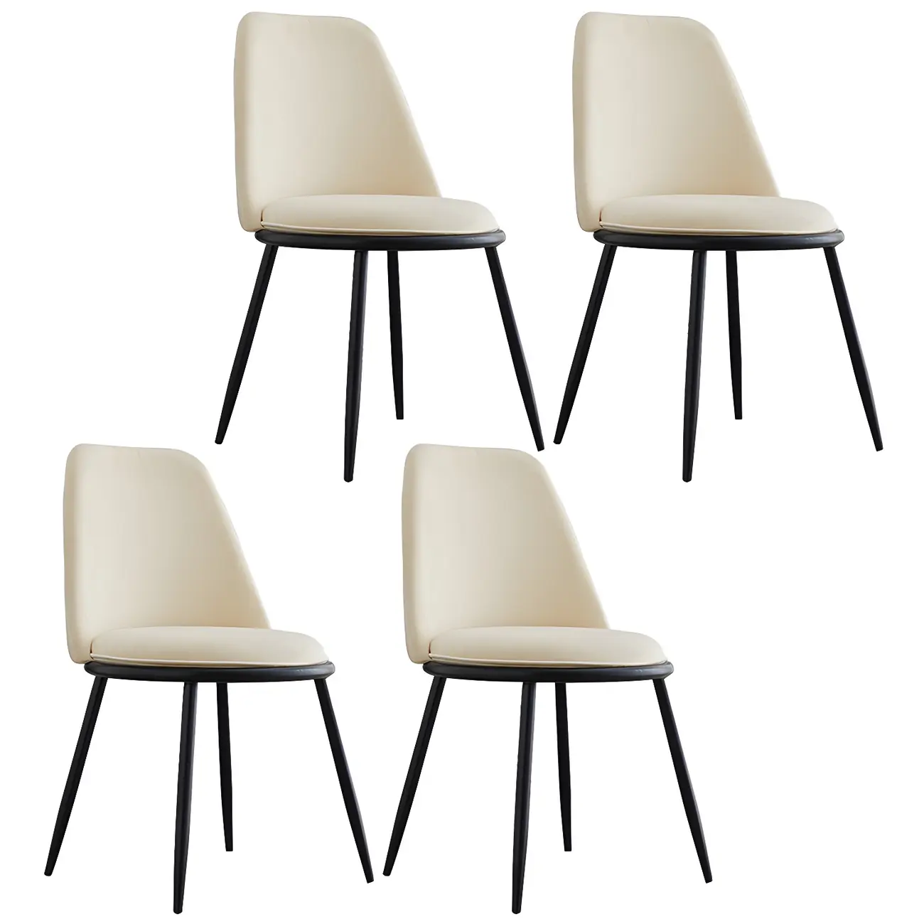 Glam Scandinavian Leather Armless Dining Chairs Metal Frame