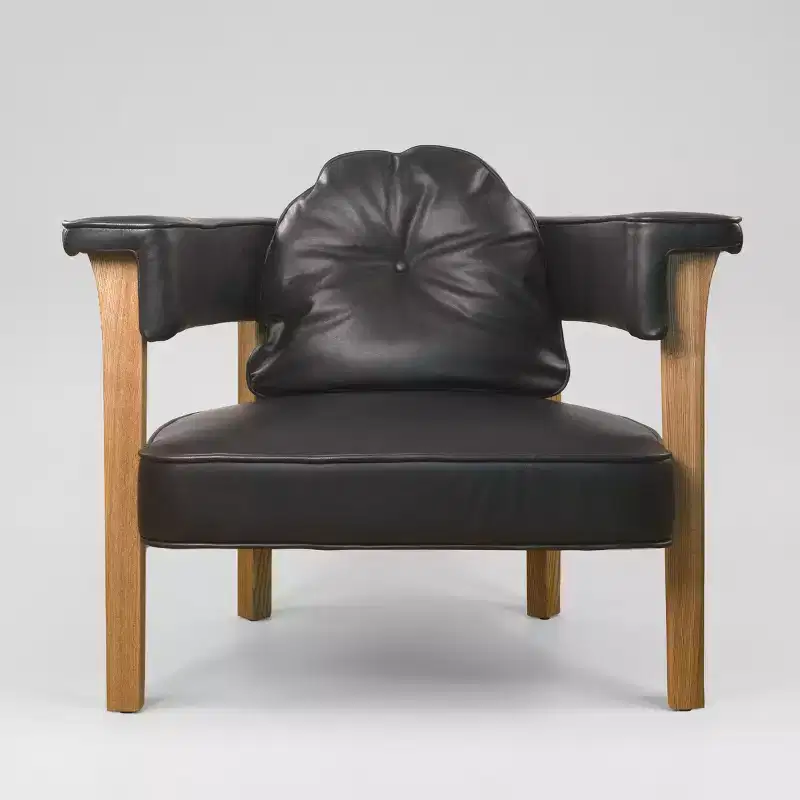 Art Leon Leather Chair with Ash Wood Frame