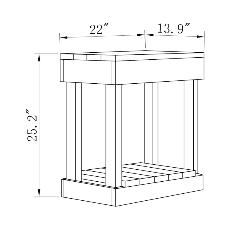 Rustic Farmhouse Solid Wood Accent End Table Sofa Side Table - 11 W x 26 H