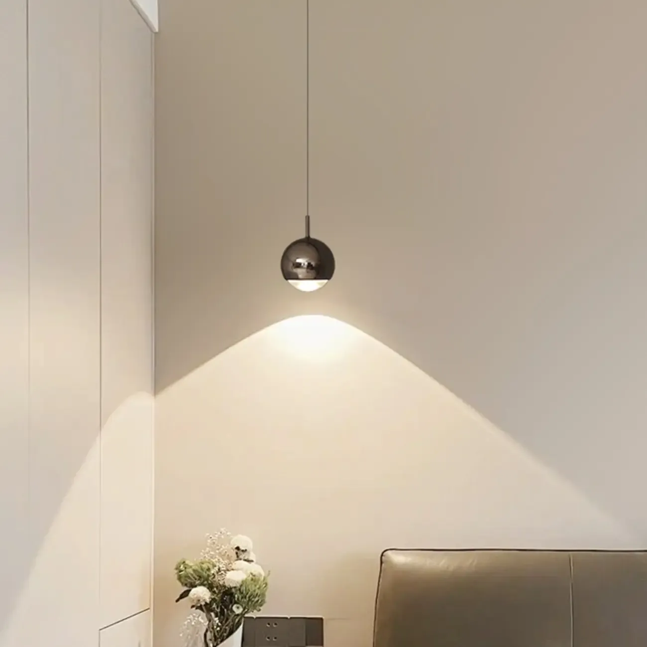 Modern Chrome Metal Globe Pendant Light Warm LED