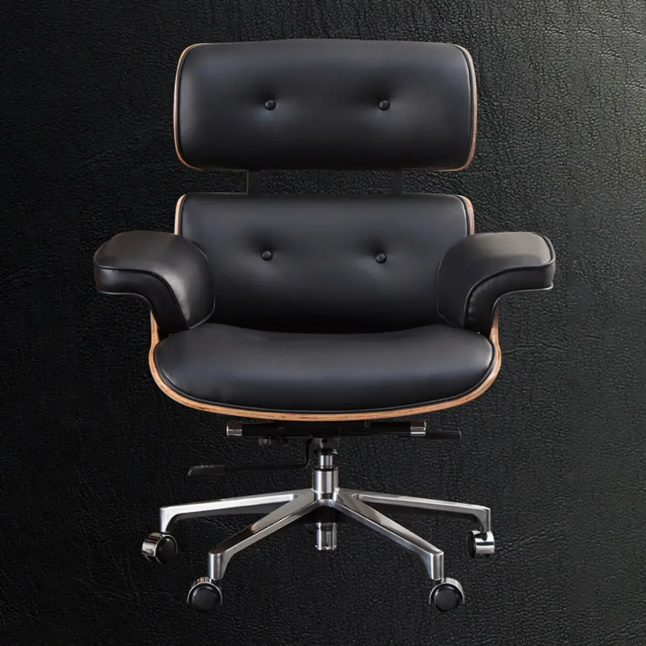 Mid-Century Modern Ergonomic Office Chair Genuine Leather