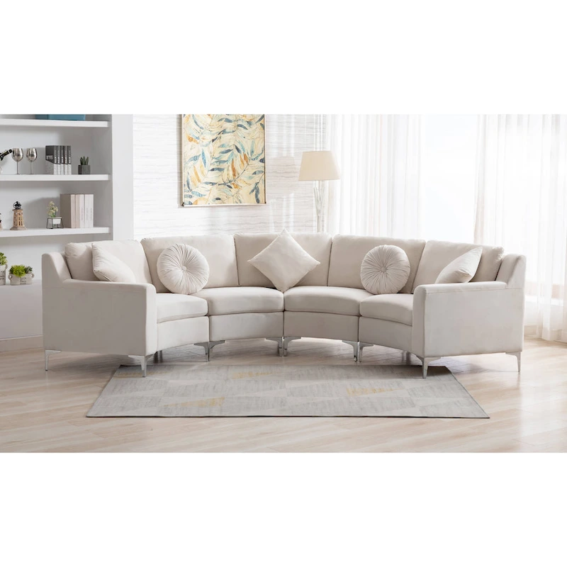 136  Velvet Semicircle couch Modular Curve Sectional Sofa