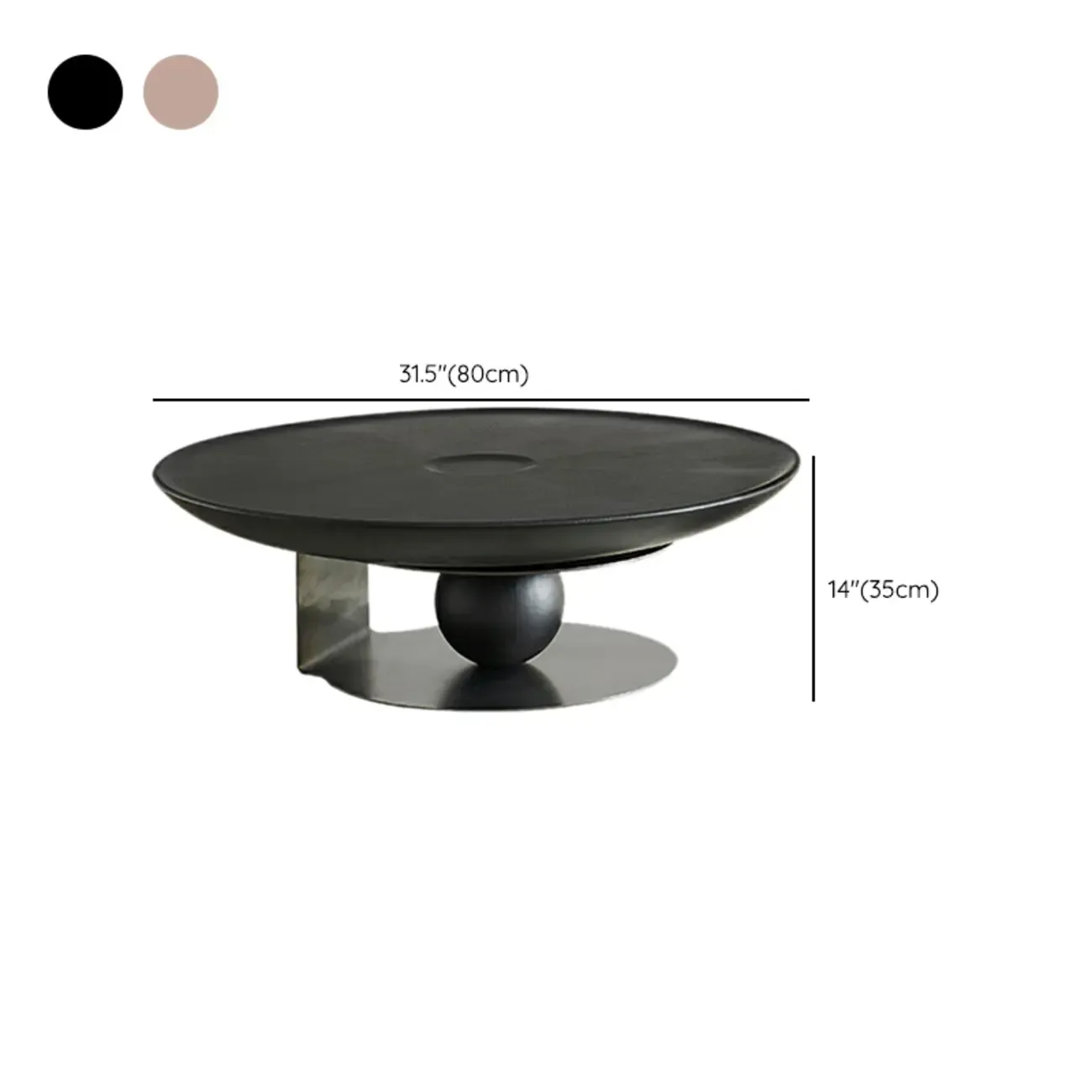 Tray Top Wood Walnut Abstract Base Round Coffee Table