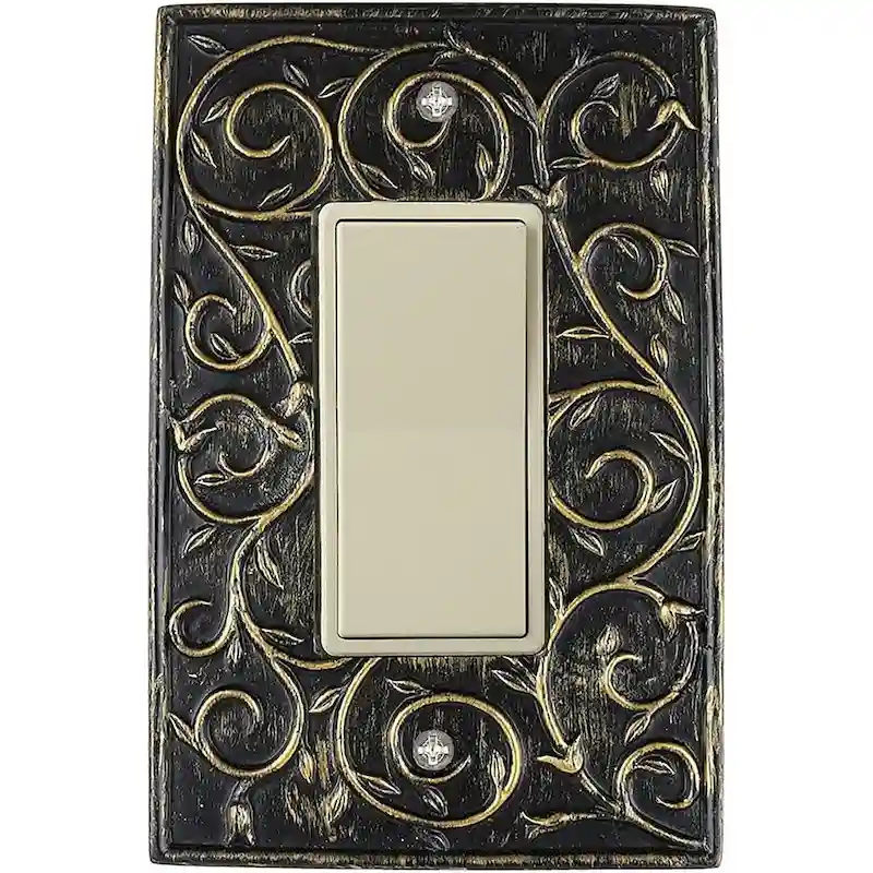 Meriville French Scroll 1 Rocker Wallplate, Single Switch Electrical Cover Plate