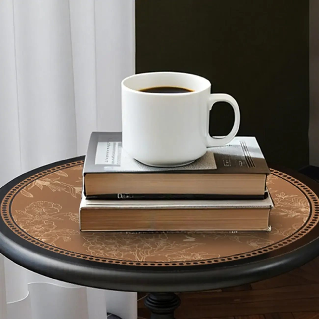 Modern Classic Iron Pedestal End Table Black-White