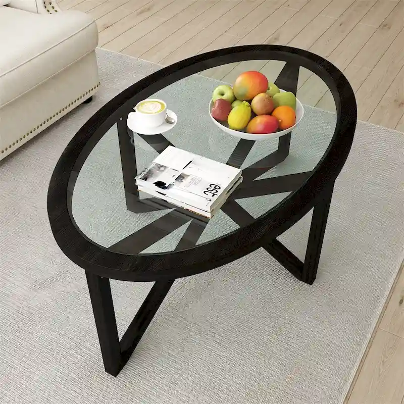 Modern Simple Glass Coffee Table, Tempered Glass Coffee Table