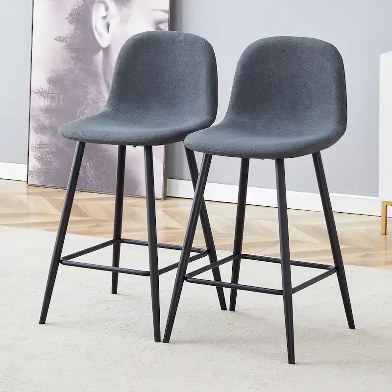 Industrial Bar Height Stools with Back, Counter Height Bar Chairs, with Metal Legs & Soft Backrest Easy to Assemble