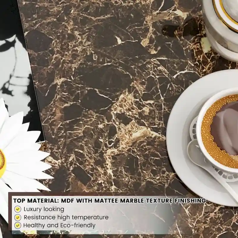 Mieres 39  Wide 2-Tier Faux Marble Top Coffee Table with Steel Frame