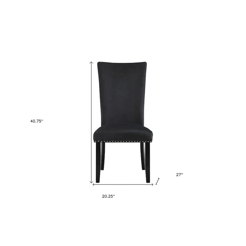 HomeRoots Set of Two Black Upholstered Velvet Dining Side Chairs - 20.25' X '40.75' X '27
