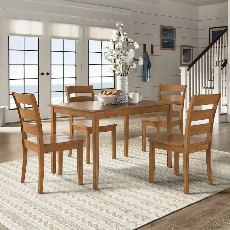 Wilmington II 48-Inch Rectangular Oak Finish 5-Piece Dining Set by iNSPIRE Q Classic