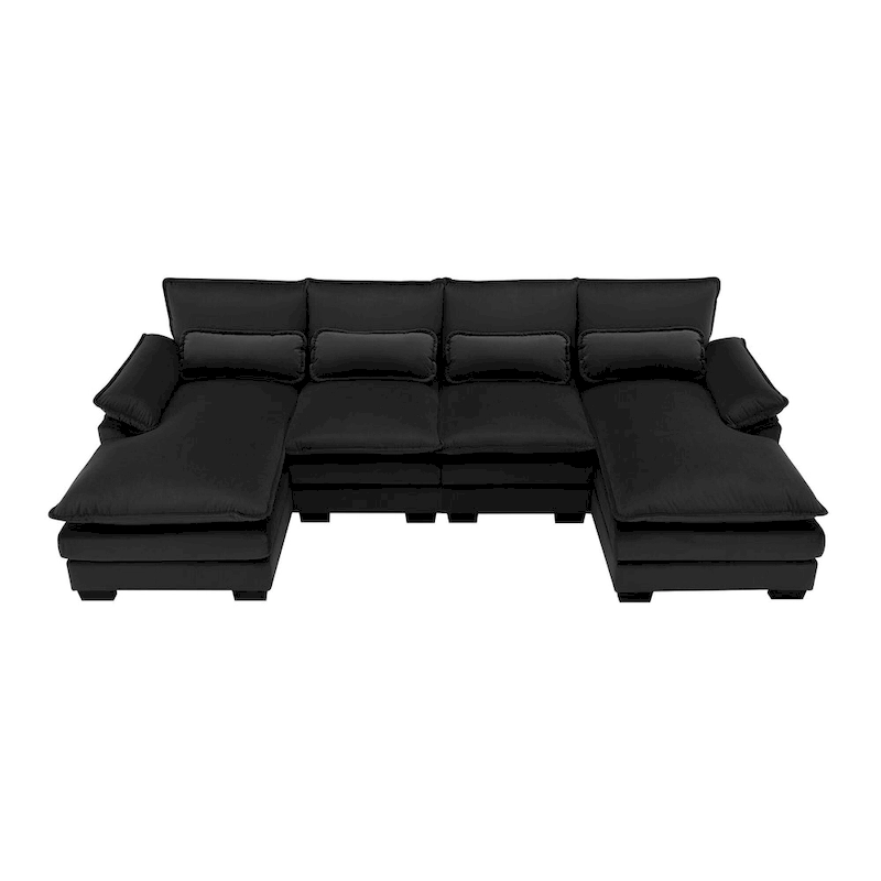 [VIDEO provided][New]109.8*55.9  Modern U-shaped Sectional Sofa with Waist Pillows,6-seat Upholstered Symmetrical Sofa Furniture