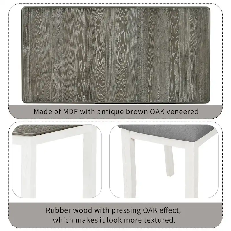 7-Piece Dining Table Set with Extendable Table and 6 Upholstered Chairs