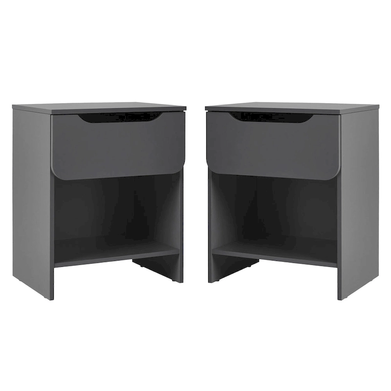 Middlebrook Designs Modern 1-Drawer Nightstand with Cubby (Set of 2)