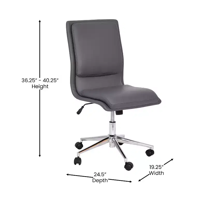 Emma and Oliver Modern Faux Leather Upholstered Mid-Back Home Office Chair with 5 Star Base and Pneumatic Seat Height Adjustment