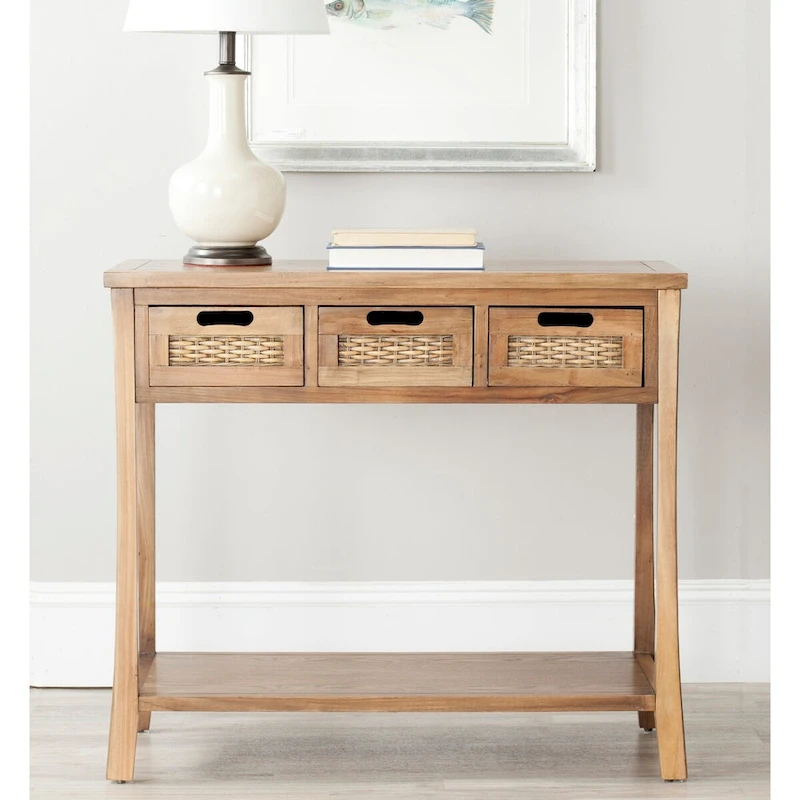 SAFAVIEH Lanie Distressed 3-Drawer Black Console Table - 34