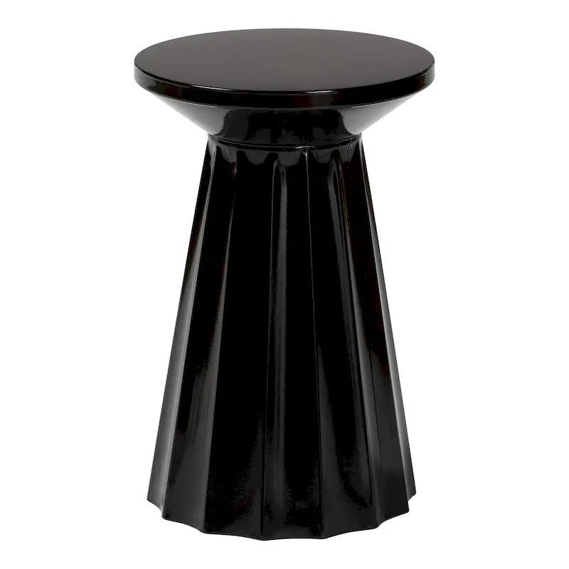 Ulmer Metal Scalloped Side Table - Modern Round Accent Table for Indoor or Semi-Outdoor Use