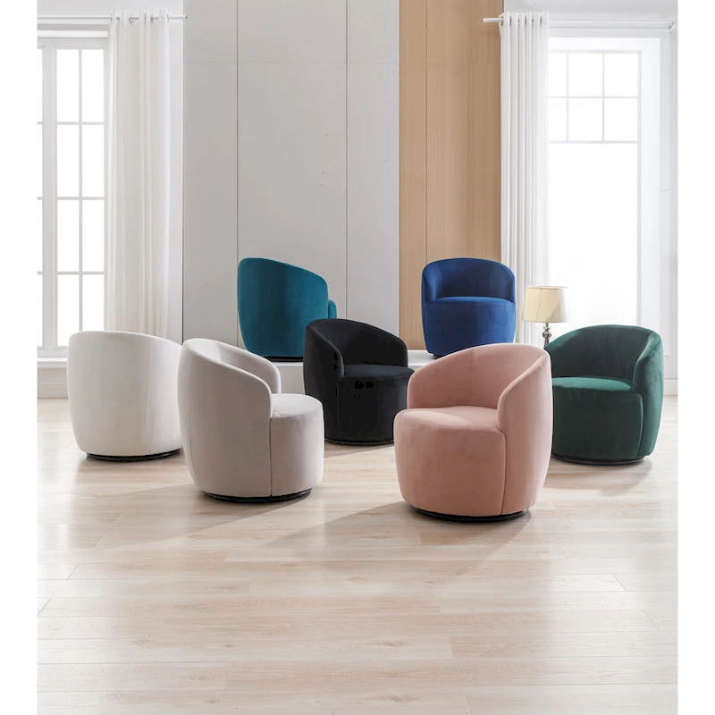 25.6  Swivel Barrel Chair with Black Coating