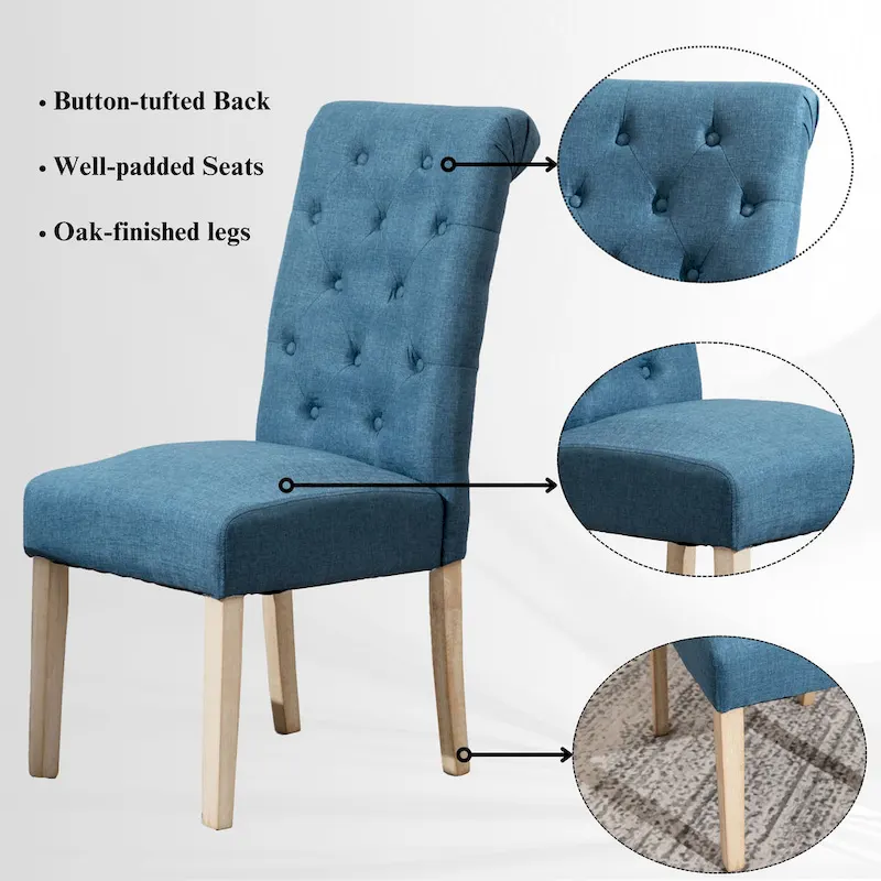 Roundhill Furniture Banff 5-Piece Round Dining Set, Cross-Buck Round Table with 4 Tufted Chairs