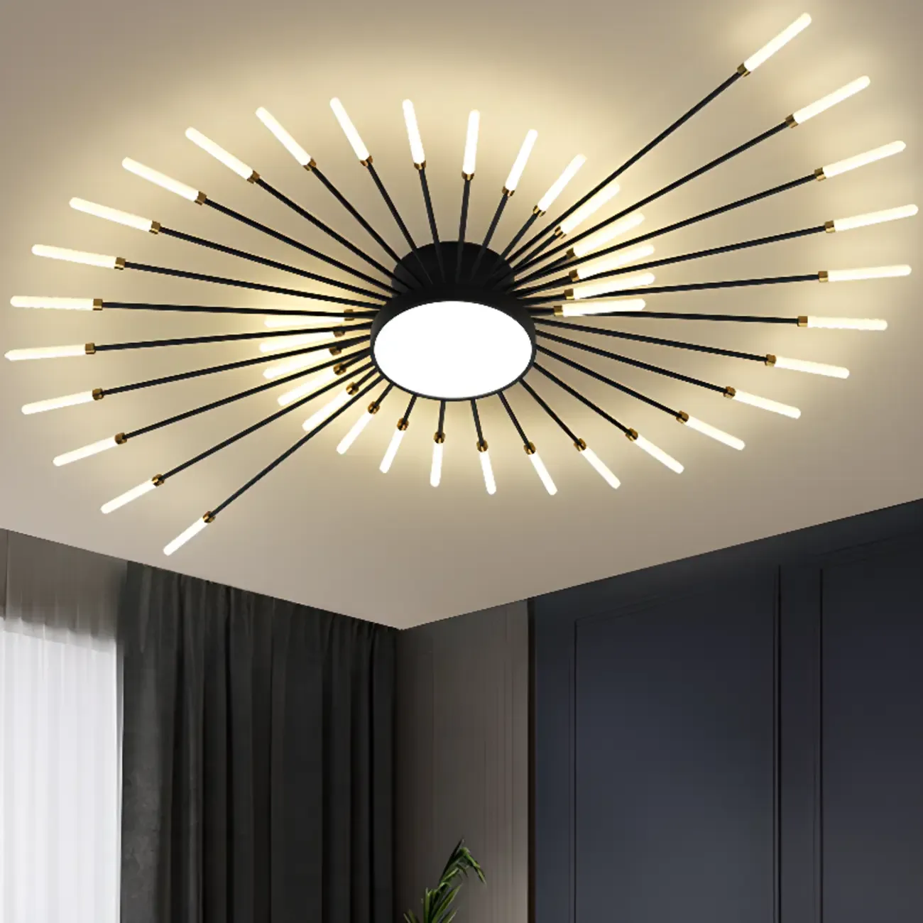 Modern Gold Metal Sputnik Semi Flush Ceiling Light