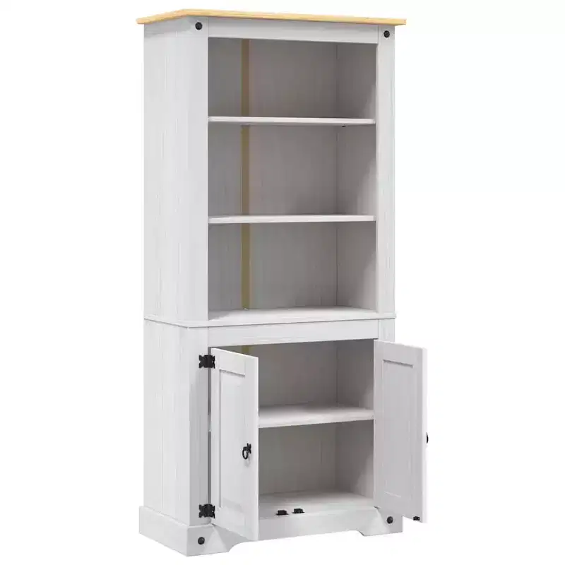 Side Cabinet Brown Solid Pine Wood 31.5x15.7x66.9 in