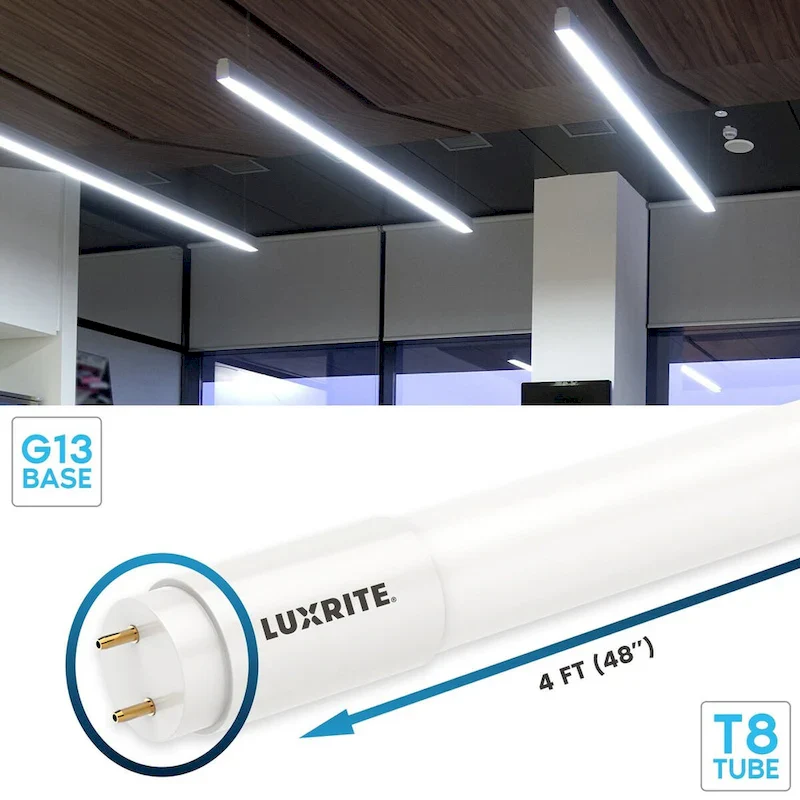 Luxrite 30-Pack 4FT T8 LED Tube Lights, 12W/15W/18W Tunable, 5CCT 3000K-6500K, Ballast Bypass, Up to 2250LM, UL, DLC - 30