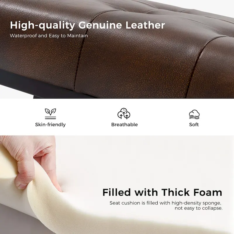 Alicia Classic Genuine Leather Durable Easy Suitable Bedroom Bench by HULALA HOME