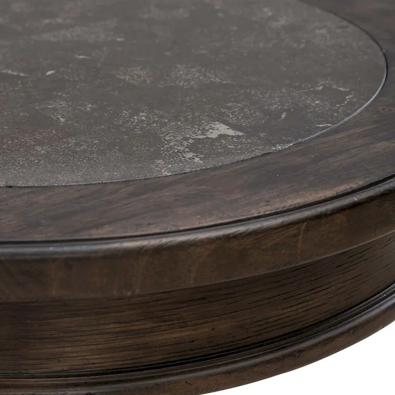 Paradise Valley Saddle Brown and Blue Stone Round Chairside Table