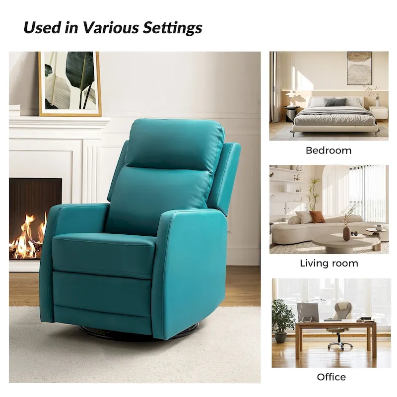 Esteban Modern Faux Leather Manual Rocking Swivel Recliner with Wingback Set of 2