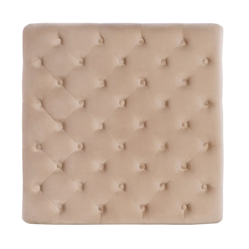 Abigal Tan Velvet Square Tufted Ottoman