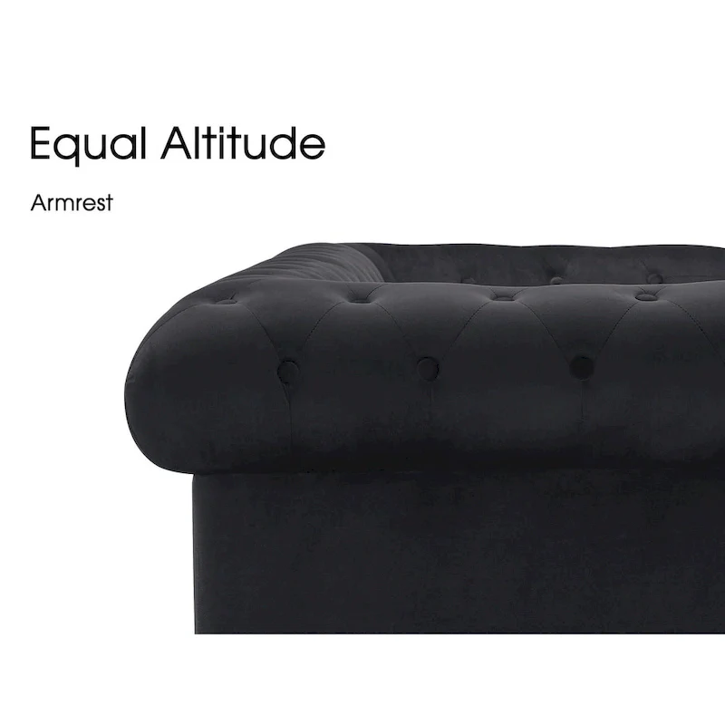 Modern Quilted Club Sofa with Oak Legs