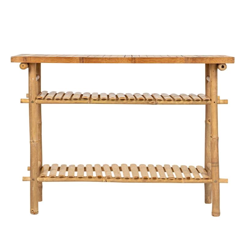 Bamboo Accent Table with 2 Shelves