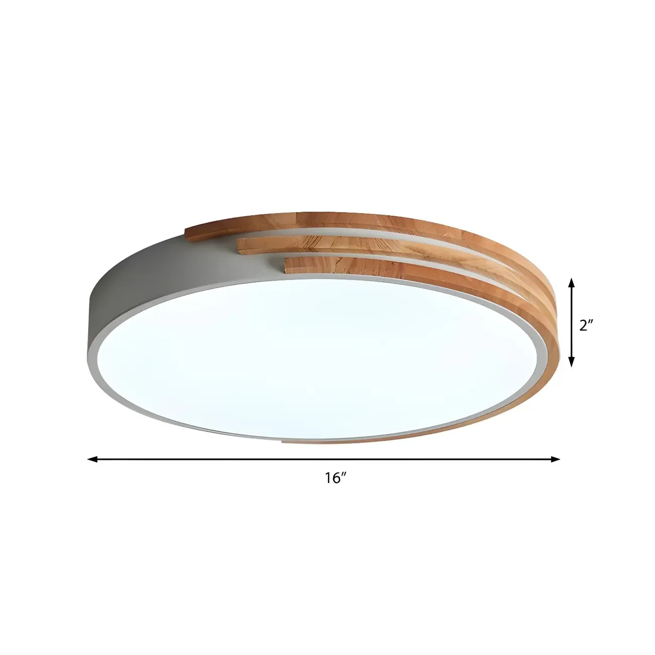 Modern Wood Round Flush Mount White LED Ceiling Light