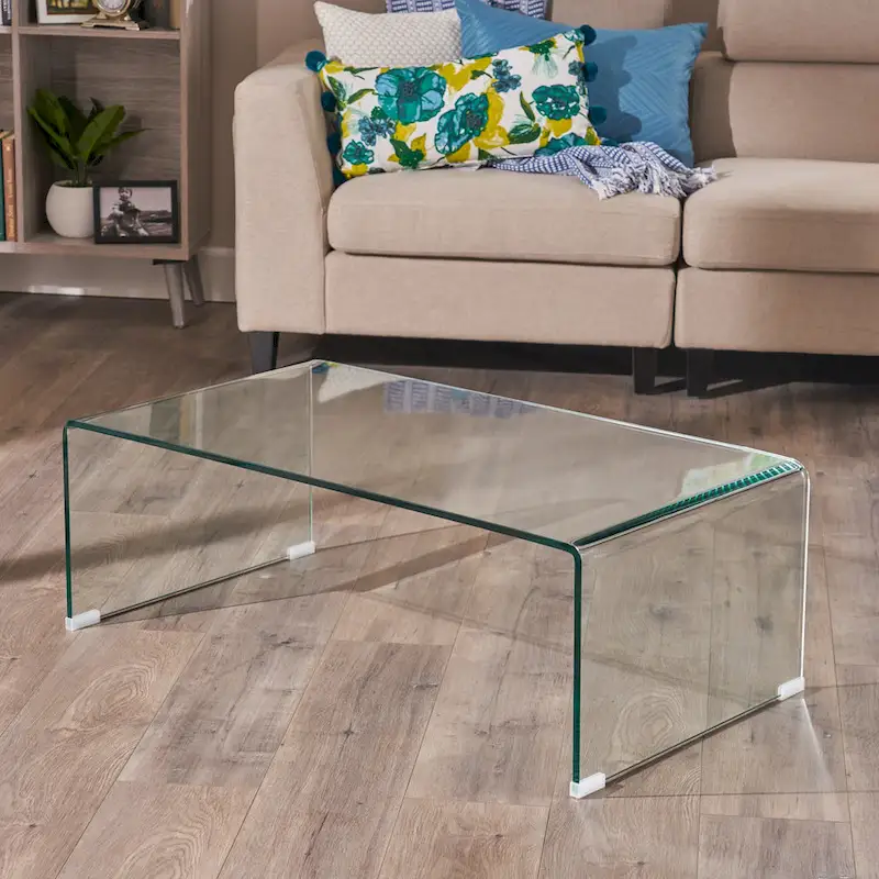 Ramona Solid Glass Rectangle Coffee Table by Christopher Knight Home - 39.37  D x 21.65  W x 14  H