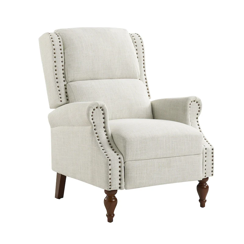 Terri Traditional Roll Arm Manual Recliner with Solid Wood Legs by HULALA HOME