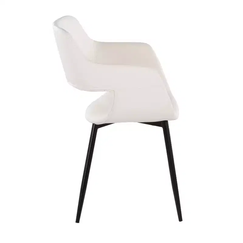 LumiSource Set of 2 Margarite Dining Chair Black PU Metal/White