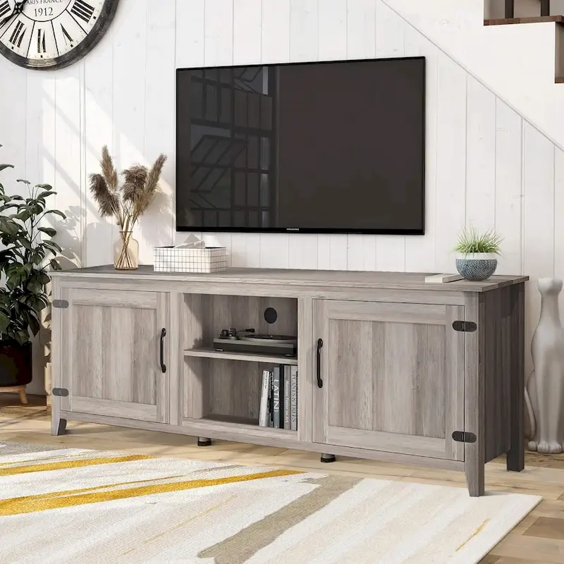 Wood Storage Cabinet Media Console for TVs up to 80