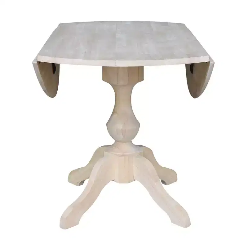 42" Blake Round Drop Leaf Dining Table Unfinished - International Concepts: Compact, Pedestal Base