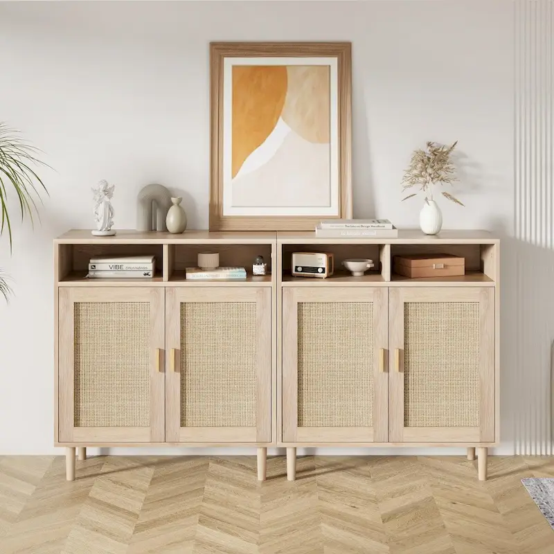 Eie Modern Rattan Buffet Cabinet - 62.9D x 15.7W x 36.2H
