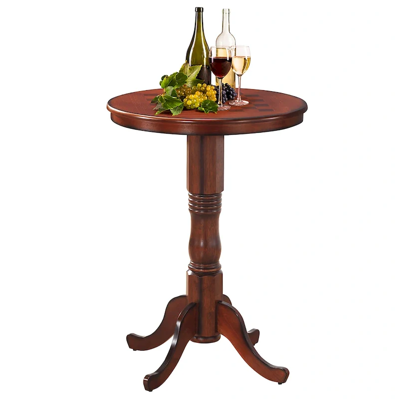 Gymax 42 Pub Bar Round Table Chess Table Bistro Vintage W/Checker Top - See Details