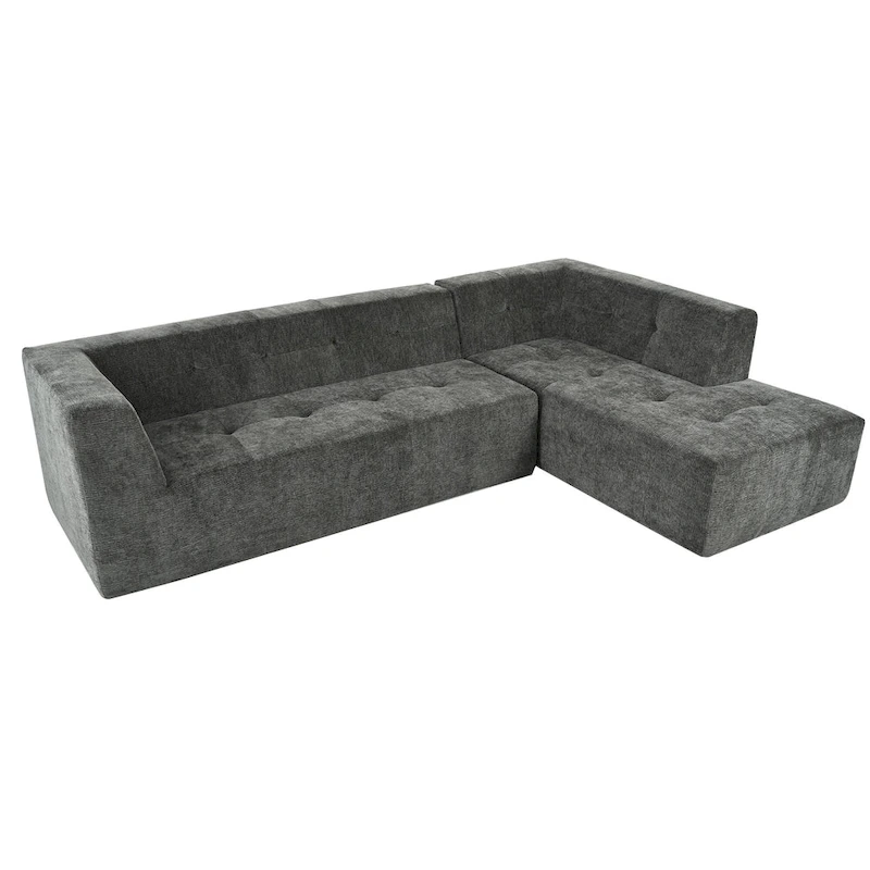 112.2 Chenille Modular L-Shaped Sofa Bed with Free Combination Design and No-Assembly Required
