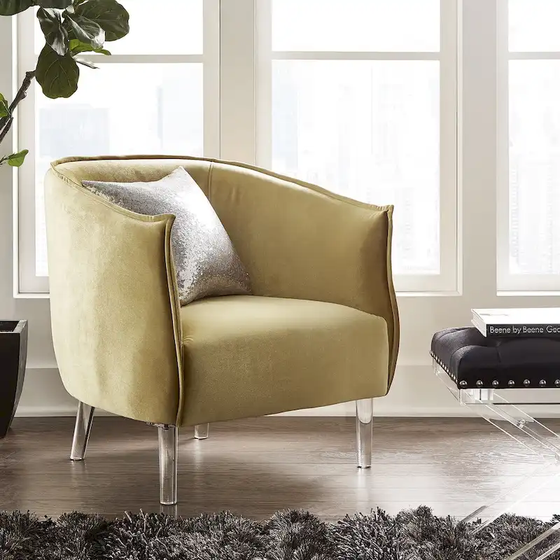 Vianne Velvet Curved Back Acrylic Leg Accent Chair by iNSPIRE Q Bold