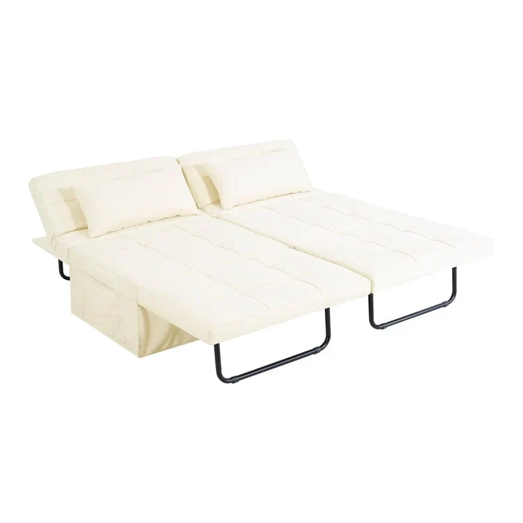 Sleeper Chair Bed, 4 In 1 Multi-Function Convertible Ottoman Bed, Breathable Linen Bed Chair, Convertible Sofa Bed