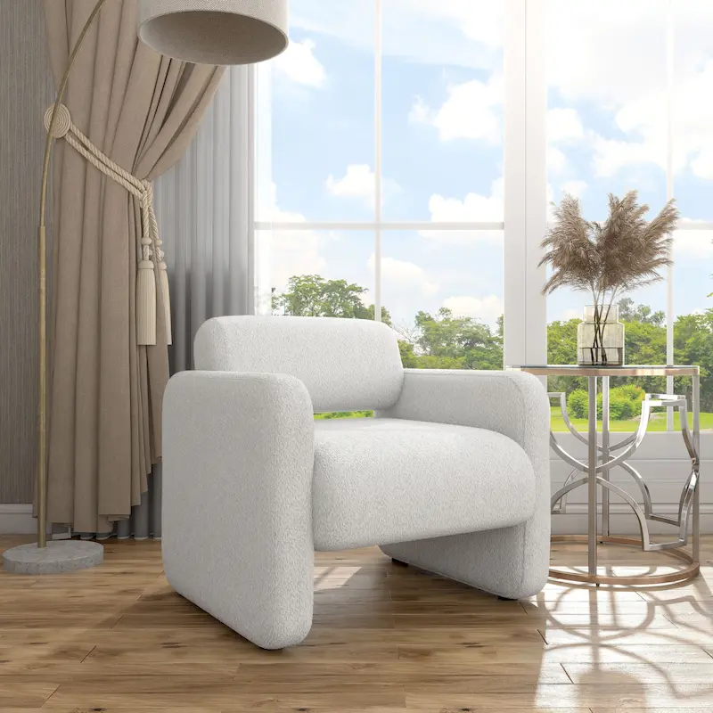 Freesia Modern Boucle Fabric Accent Chair with Arms, Upholstered Single Sofa Chair by Furniture of America