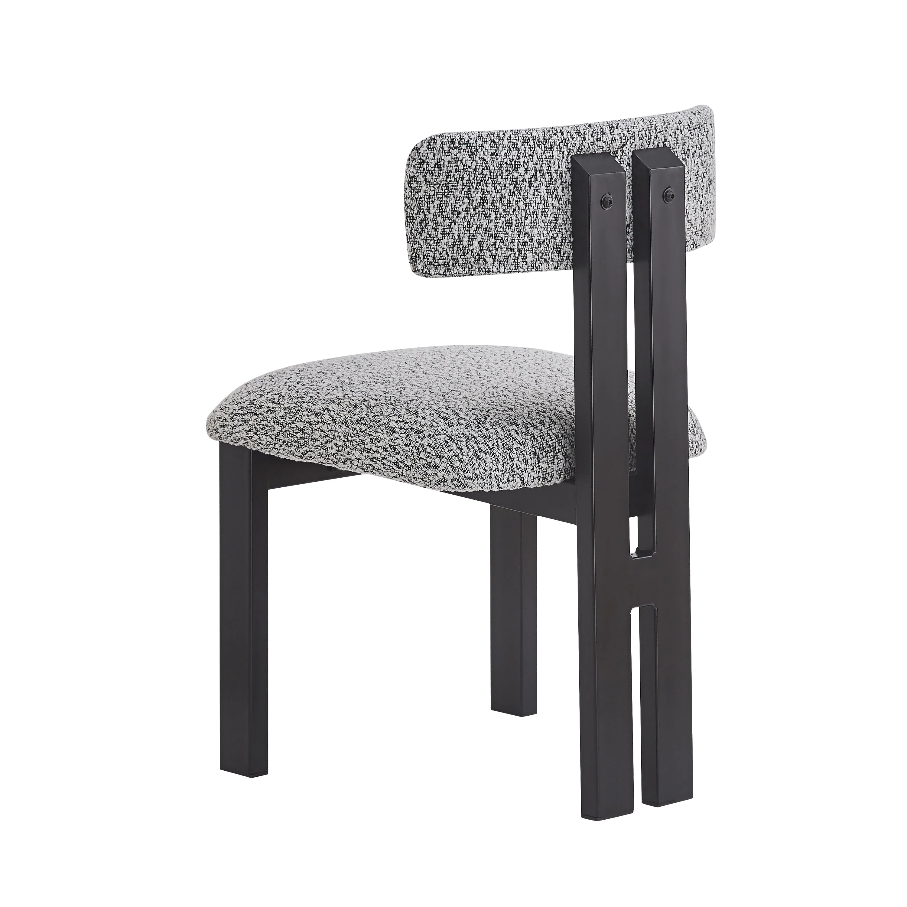 Set of 2 Modern Upholstered Dining Chairs Fabric with Sturdy Iron Frame
