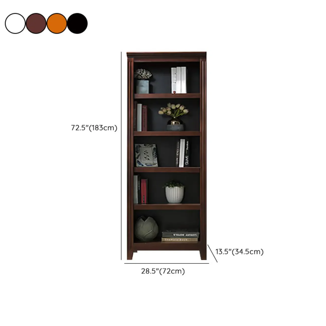 Classic Birch Wood 5-Tier Vertical Barrister Bookcase