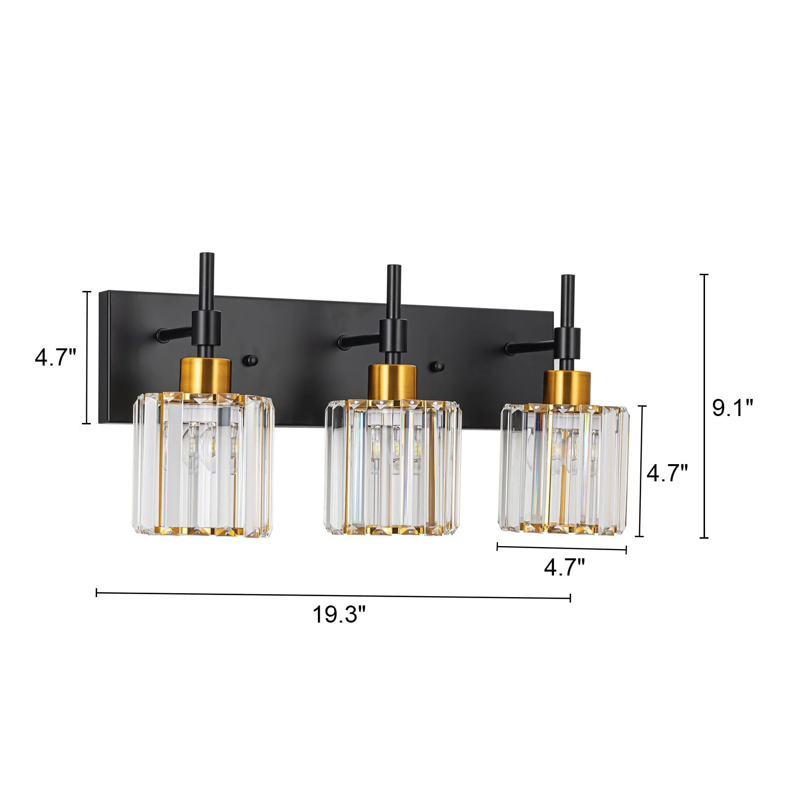 Modern Dimmable Crystal Bathroom Vanity Light Wall Sconces with Crystal Shades